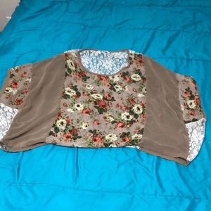 Cute mesh and laced floral shirt
